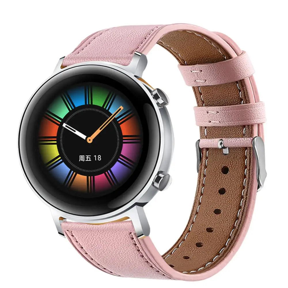 Ремешок из натуральной кожи для Huawei watch GT2 46 мм 42 мужской и женский браслет gt |