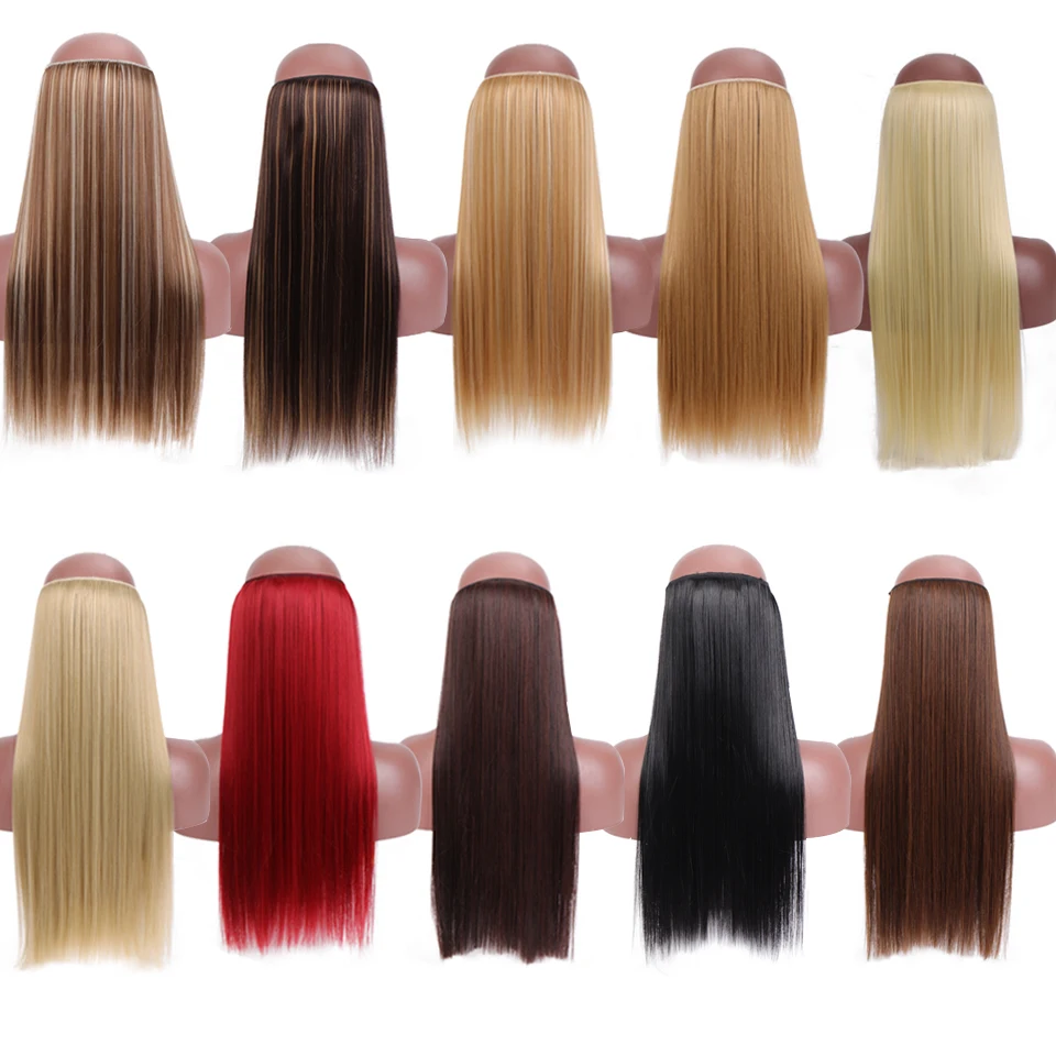 BUQI без зажима волна Наращивание волос Halo синтетический натуральный черный