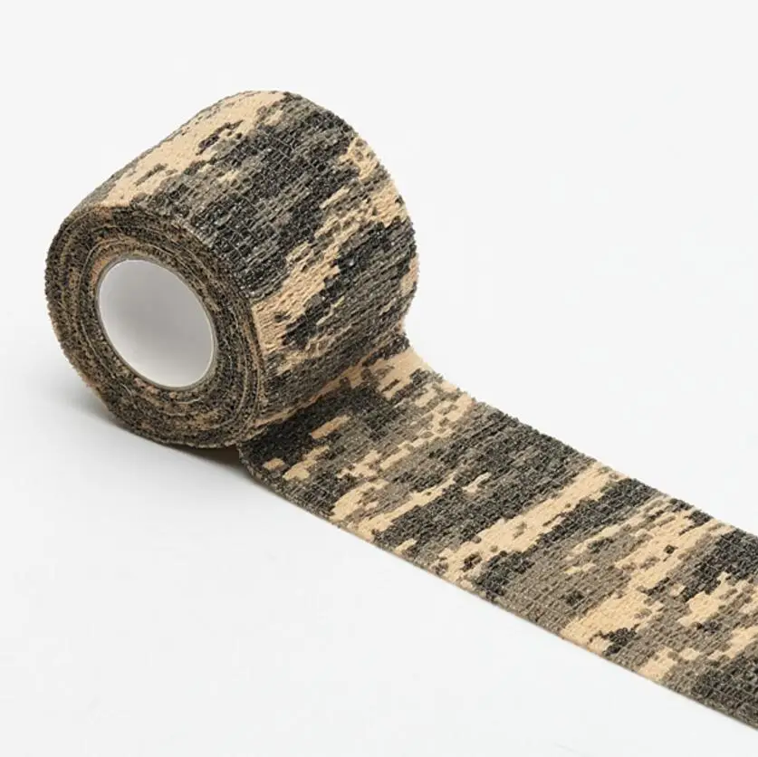 50MM-Black Camo 50 мм эластичная лента для обёртывания охотничья Маскировка эластопласт самоклеющаяся камуфляжная спортивная защита лодыжки колено тату-бандаж 12 рулонов/лот - Цвет: 50MM-Black Camo