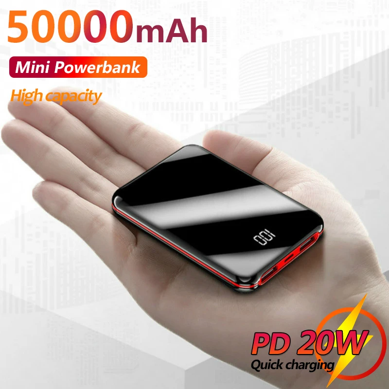 mini power bank 50000mah portable charging 2 usb external digital display fast charging powerbank for xiaomi iphone samsung free global shipping