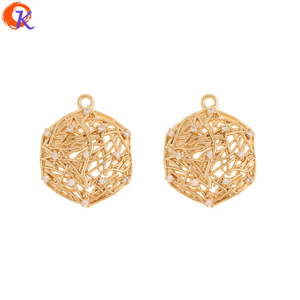 

Cordial Design 10Pcs 16*21MM Jewelry Accessories/Hand Made/Hexagon Shape/Genuine Gold Plating/DIY CZ Charms/Earring Findings