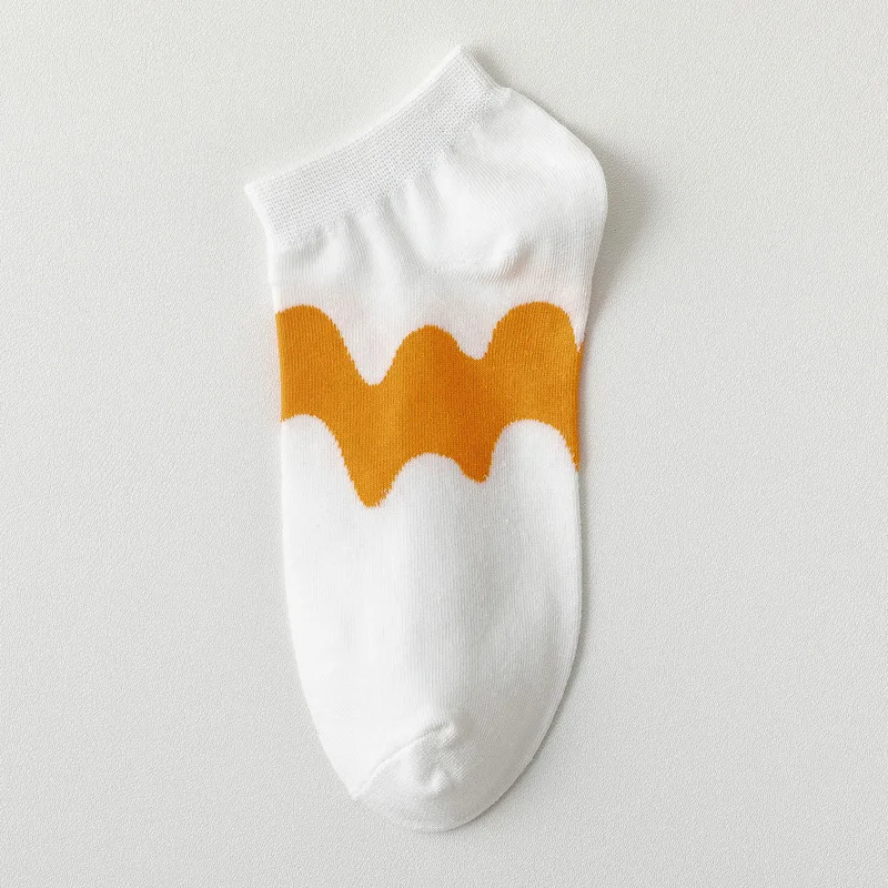 

Comfortable Boat Socks Korean Style Women Jacquard Harajuku Creative Couples Art 1 Pair/Pack Colorful Happy Breathable Sox