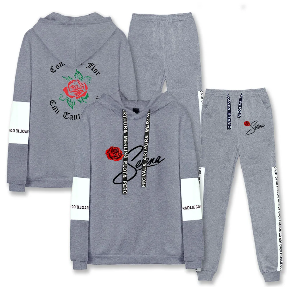 

Selena Quintanilla Pop Singer Cool Raglan Sweatshirt Suit Harajuku Winter Casual New Hoodies+Long Pants Sport Set