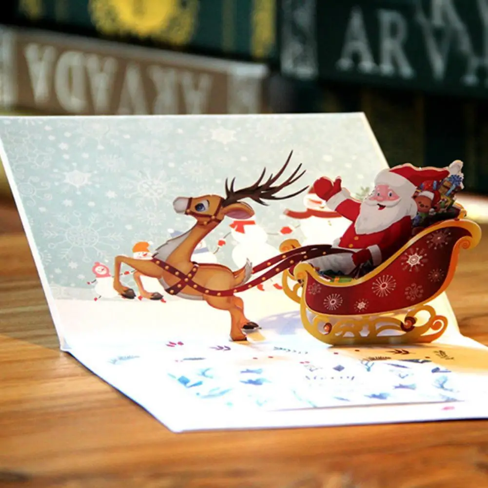 3D Up Greeting Card Handmade Happy Birthday Xmas Merry Christmas Card Gifts Invitation Card 9 Styles