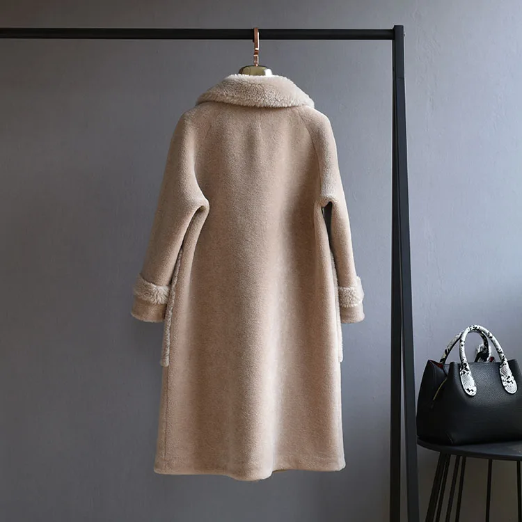 OFTBUY парка с v-образным вырезом зимняя куртка Женское пальто из натурального меха тканая шерсть плюшевый флис медведь плюшевая верхняя одежда теплая уличная