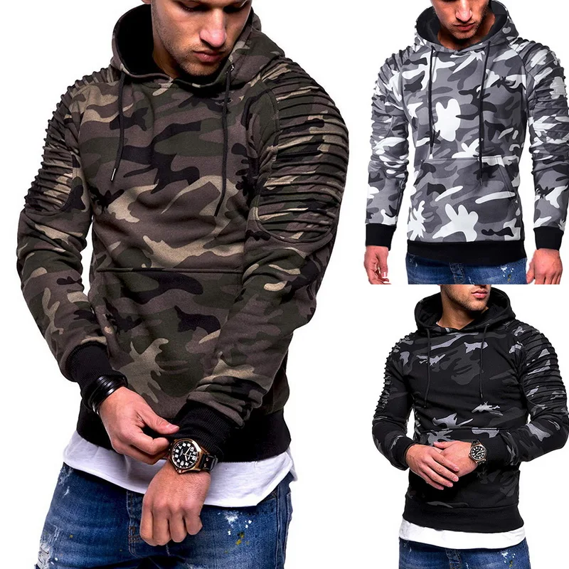 

Man Training Sweaters Pocket Military Hooded Sweatshirt Camouflage Pullovers Gym Fitness Men's Training Exercise Sweater