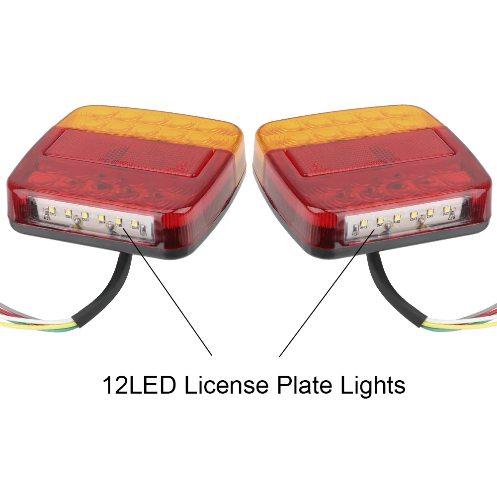 1 Pair 12V Number Plate Light Trailer Truck Caravan 26 LED Taillight Tail Turn Signal Indicator Brake Stop Lamp Rear Rever | Автомобили и