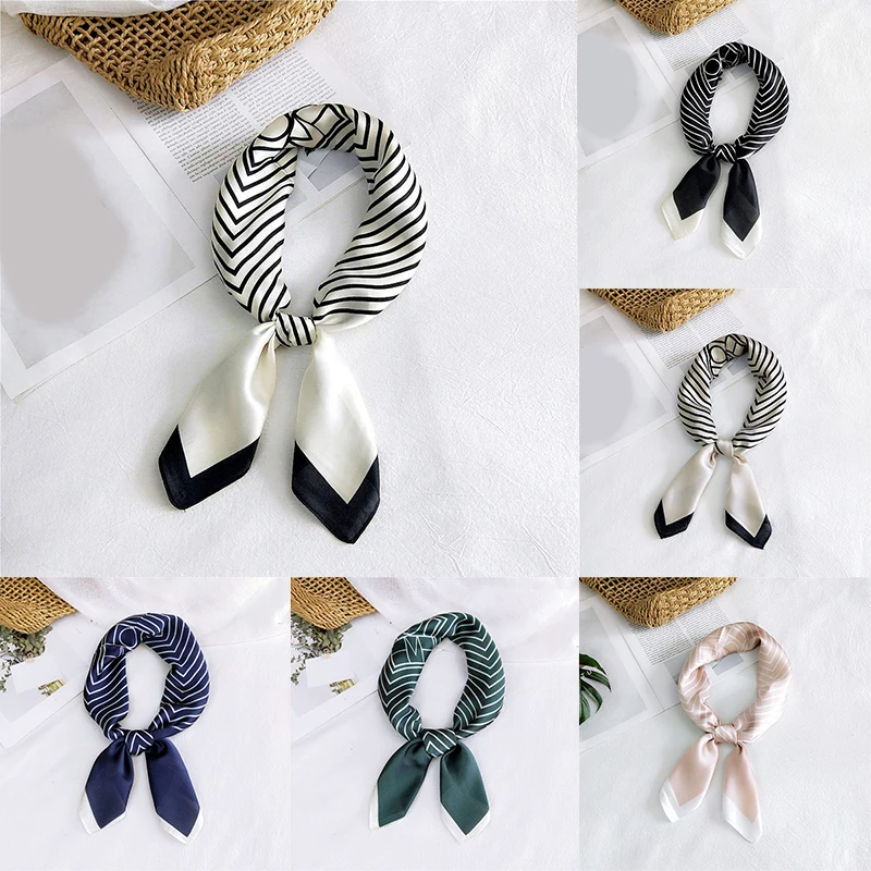 

2020 70cm Summer Silk Scarf Square Lady Hair Kerchief Shawls and Wraps Women Scarves Small Size Office Female Print Neck Foulard