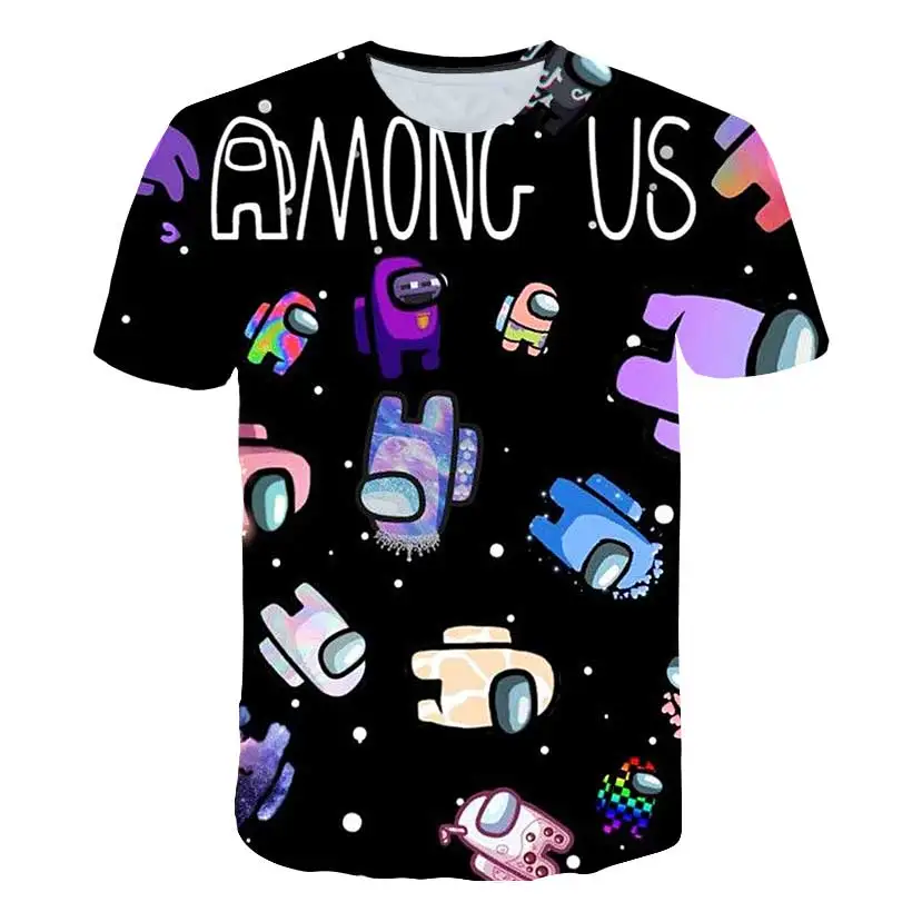 

2021 New Summer Boys New 3D Printed T-shirt Among Us Anime Cartoon Game Boys and Girls Thin Breathability and comfort