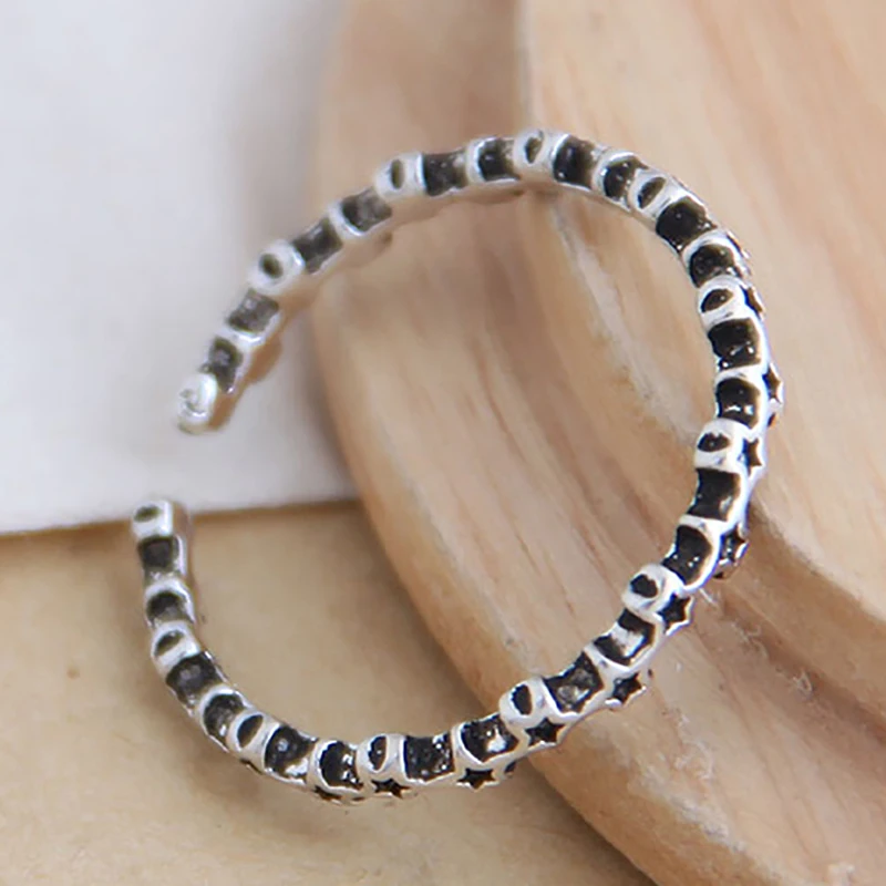 ZHINI Punk Fashion Style Antique Retro Male Jewelry Boho Gothic Black Star Ring Female Statement Wholesale anillos 2020 | Украшения и