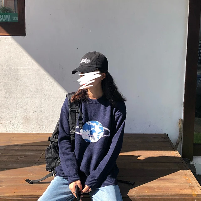 Женские свитера в японском стиле Kawaii Ulzzang винтажный Свободный Повседневный