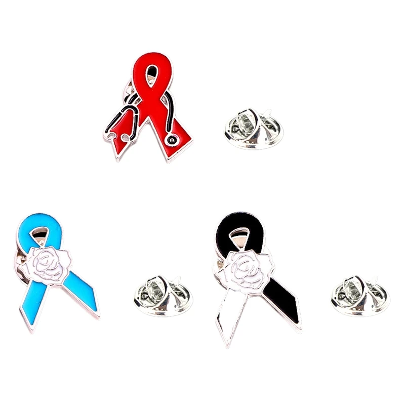 

2022 New Red Ribbon Brooches HIV Brooch Lapel Pin for Women Chest Spine Ribbon Badge