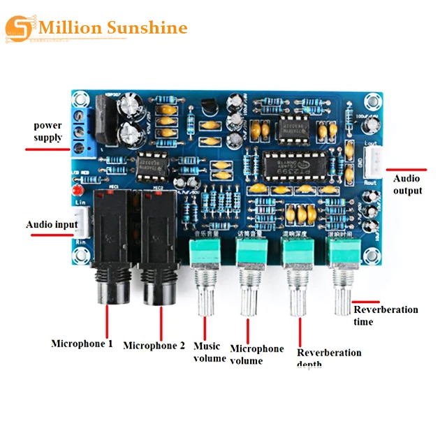 Бесплатная доставка PT2399 Плата усилителя микрофона для караоке реверберация
