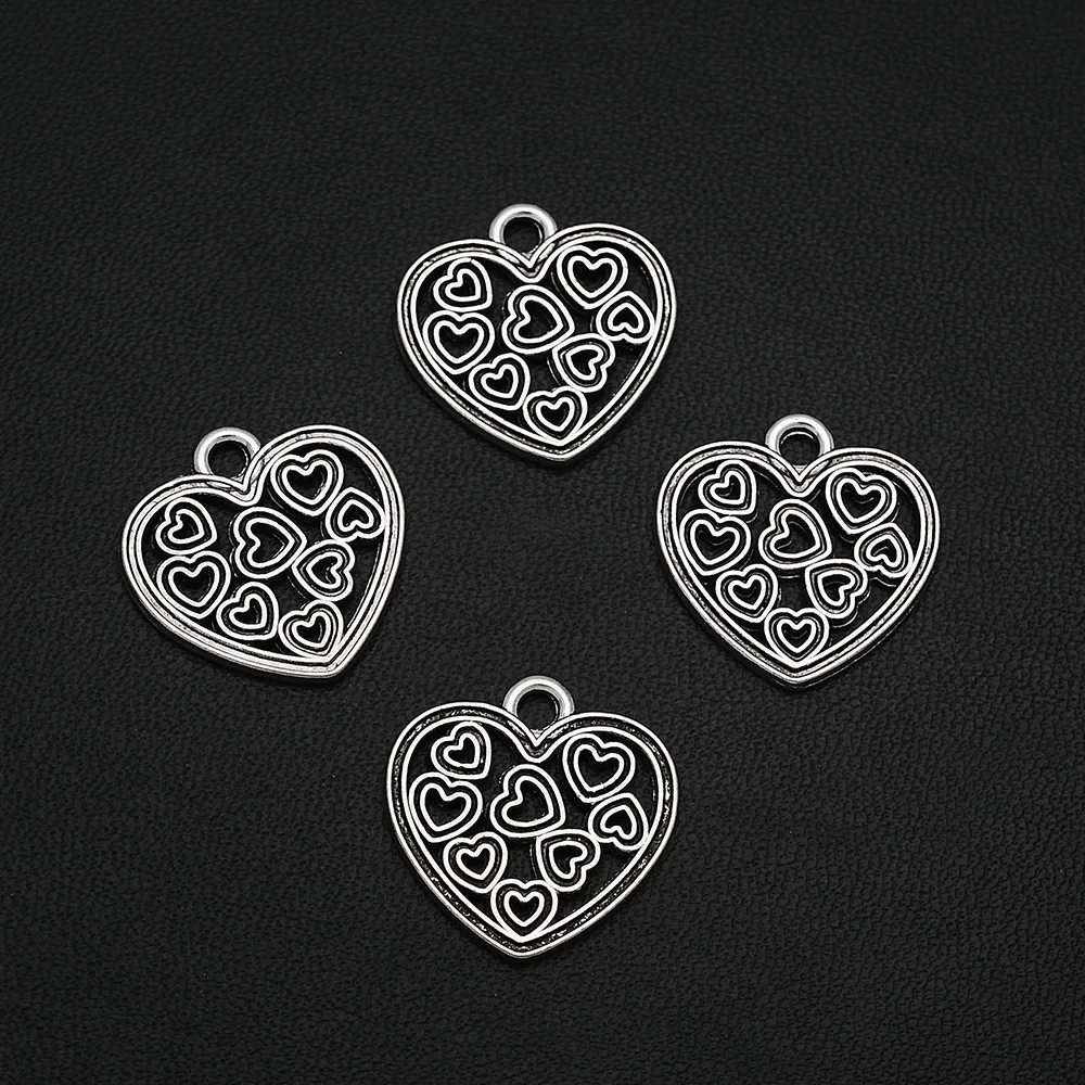 Посеребренные амулеты в античном стиле металлические подвески форме сердца