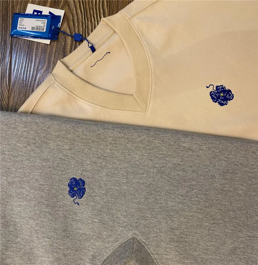 

V-neck Adererror Sweatshirts Men Women Streetwear Embroidery Flowers Ader Error Crewneck Hoodie