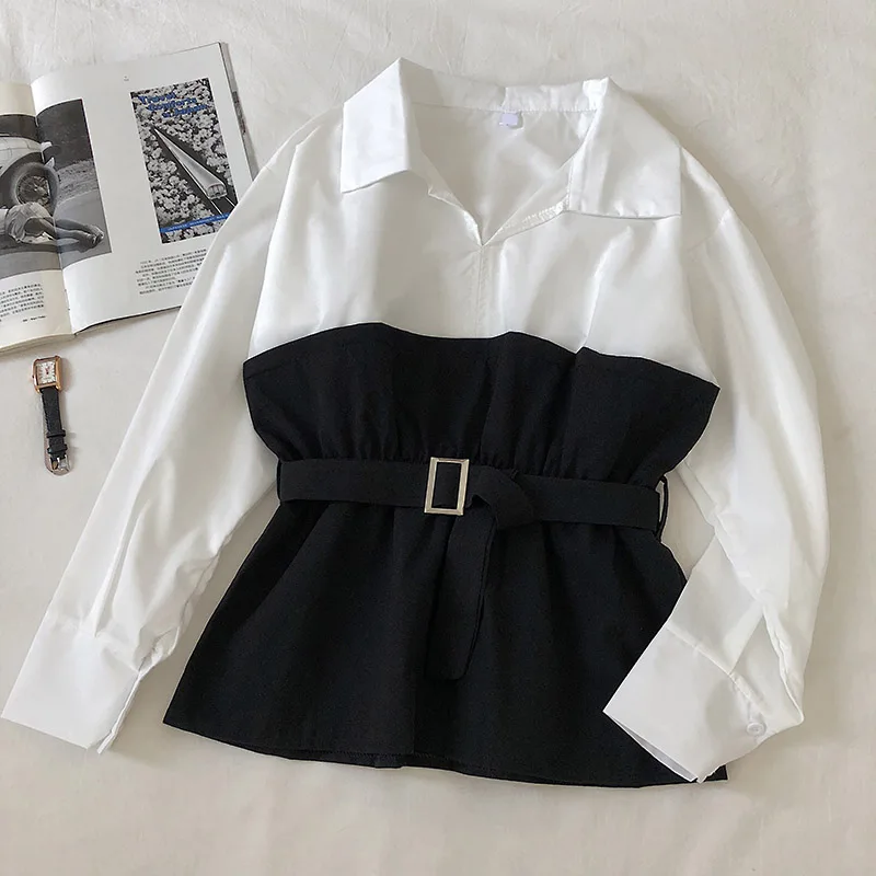 Женская рубашка с длинными рукавами и v-образным вырезом Only Plus Весенняя Блузка