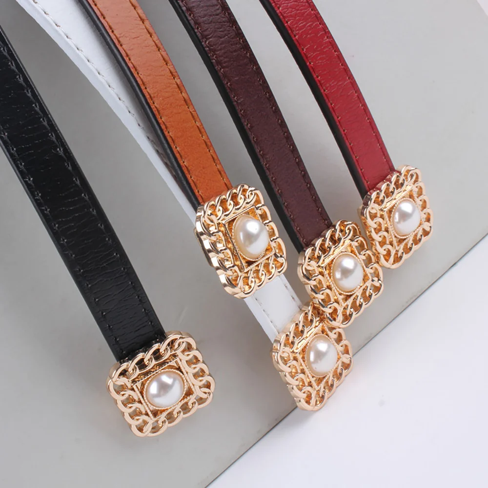 

2021 New Classic Black Thin Waistband Non-porous Light Luxury Simple Design Female Belt Wild Student Jeans Dress Accessory Belt