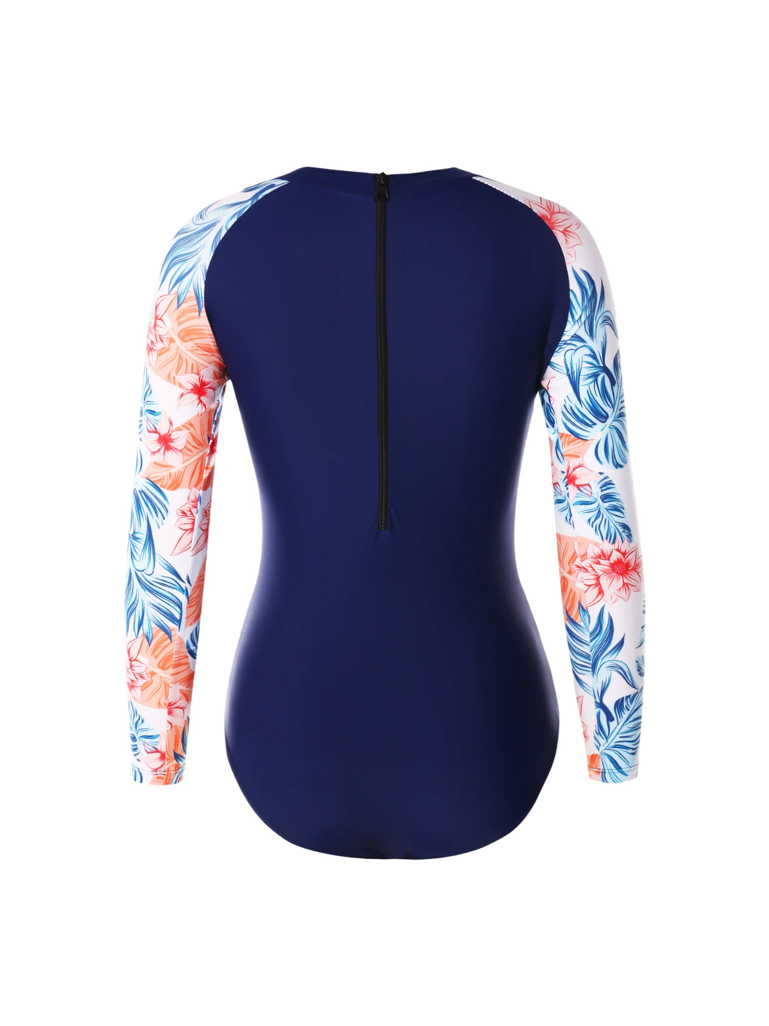

Womens Patchwork Swimsuit, Printed Long SLeeve Triangle Crotch Sun-Proof Swimwear for Beach and Swimming