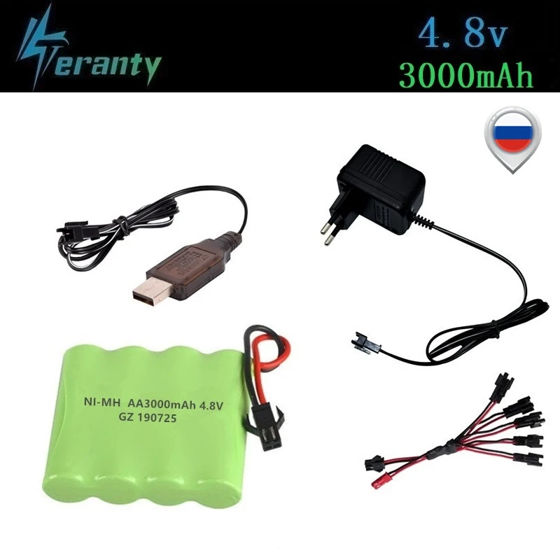 (SM Plug) 4 8 v 3000mah NiMH аккумулятор для радиоуправляемых игрушек автомобилей танков роботов лодок пистолетов