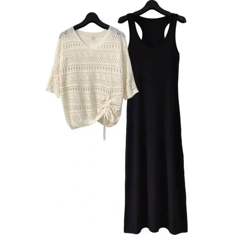 Женский трикотажный костюм из двух предметов летнее трикотажное платье на