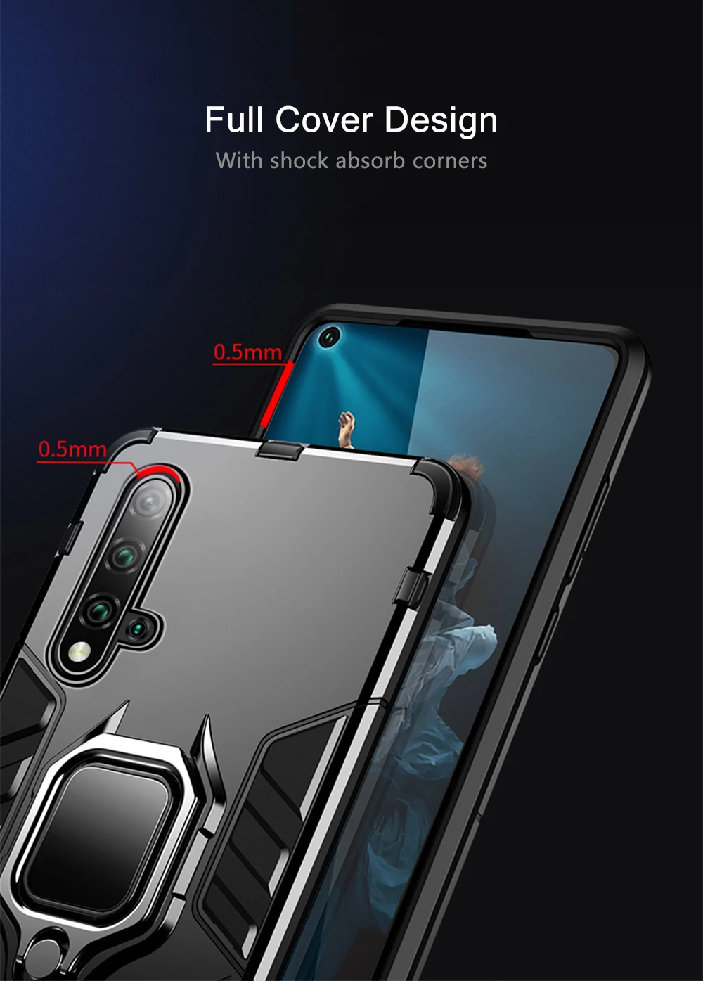 Чехол для huawei Nova 5 T 5 T, защитный чехол из поликарбоната, чехол для телефона с кольцом на палец, чехол для телефона huawei Honor 20 Honor20 Pro Nova5T