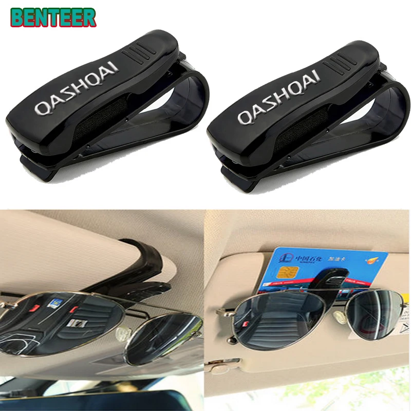 

1pc ABS Car Glasses Cases Ticket Card Clamp Car Sun Visor Sunglasses Holder For Nissan Qashqai J10 J11