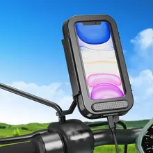Moto Phone Mount Waterproof Motorbike Phone Bag with Sensitive 360° Rotation Touch Screen Phone Holder for Motorcycle Mirror