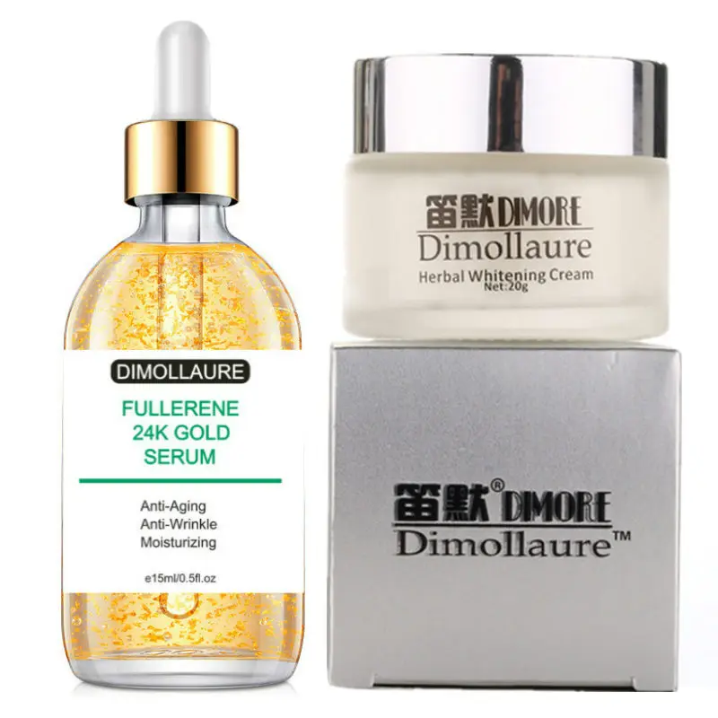 Dimollaure whitening Freckle cream+Fullerene 24k Gold Serum Anti-aging wrinkle Removal melasma sunburn brown spot melanin | Красота и