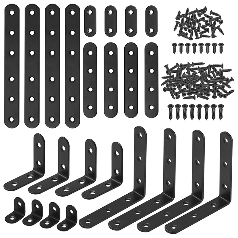 

Черная L-образная Скоба 24 упаковка, нержавеющая сталь, Прямой кронштейн с винтами и крепежом для крепления раковины