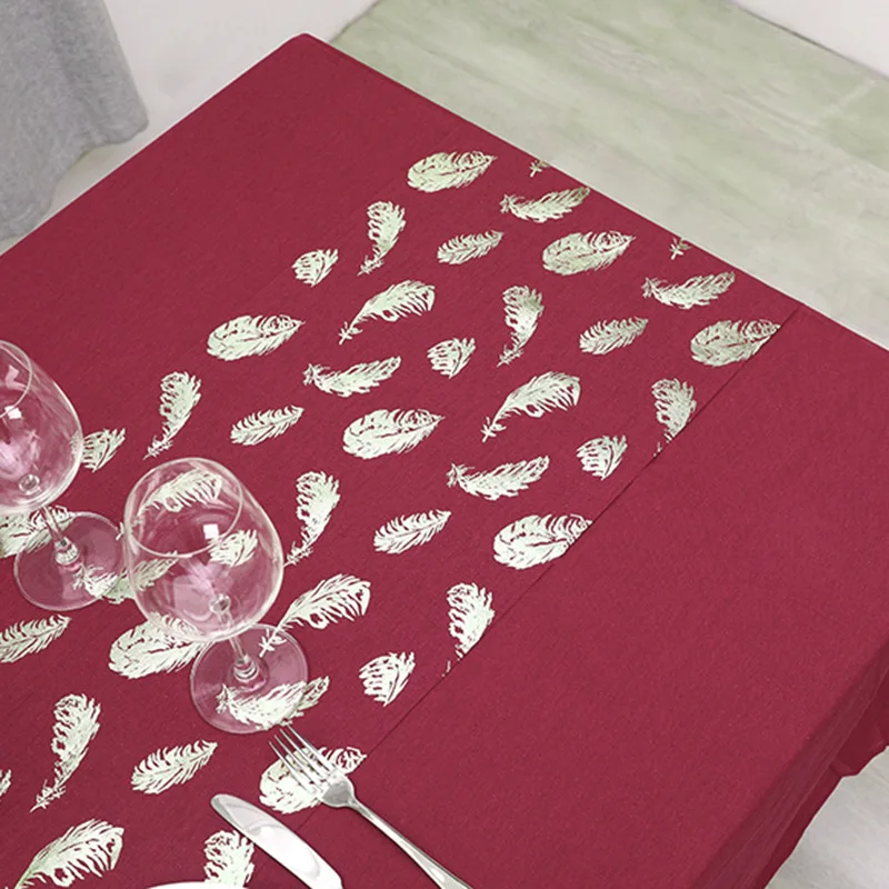 Высококачественный Рождественский настольный флаг с перьями хлопковая льняная