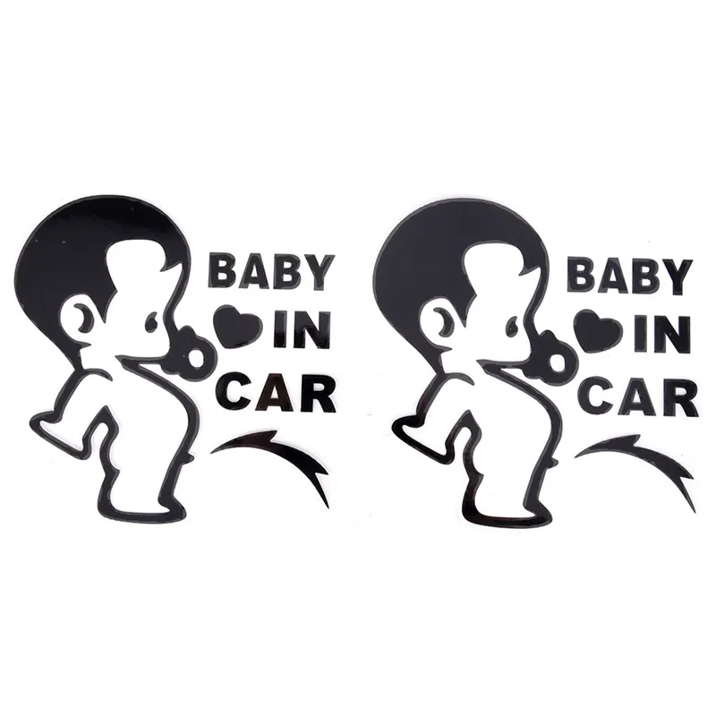 

12cm x 12cm Lovely Funny Child Boys Baby In Car On Board Sticker For Bumper Window Glass Kayak Canoe Camping Cute Vinyl Decal