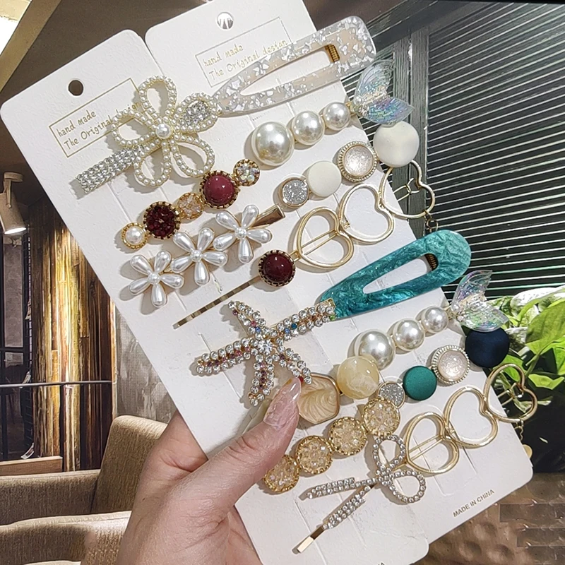 

Новинка 2022, жемчужные заколки для волос для женщин, корейские заколки для волос для девушек, геометрические заколки для волос, модные заколк...