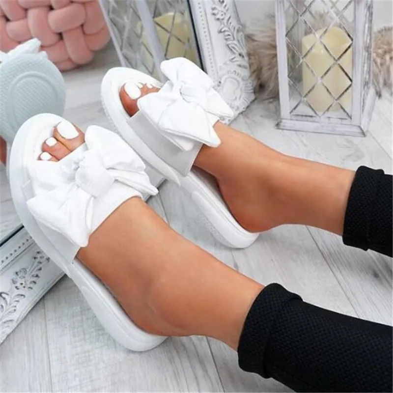 

Bowknot womens slippers large size summer fashion women's shoes casual light platform slippers women slides sandals beach shoes
