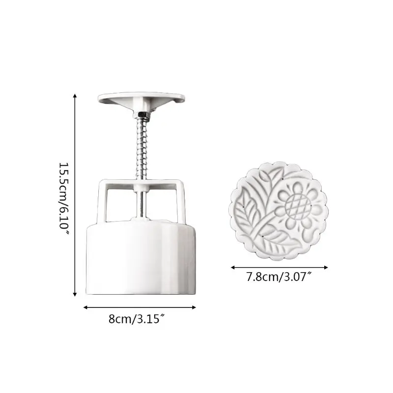 

150g Mooncake Barrel Mold with 3pcs Flower Stamps Hand Press Moon Cake Pastry