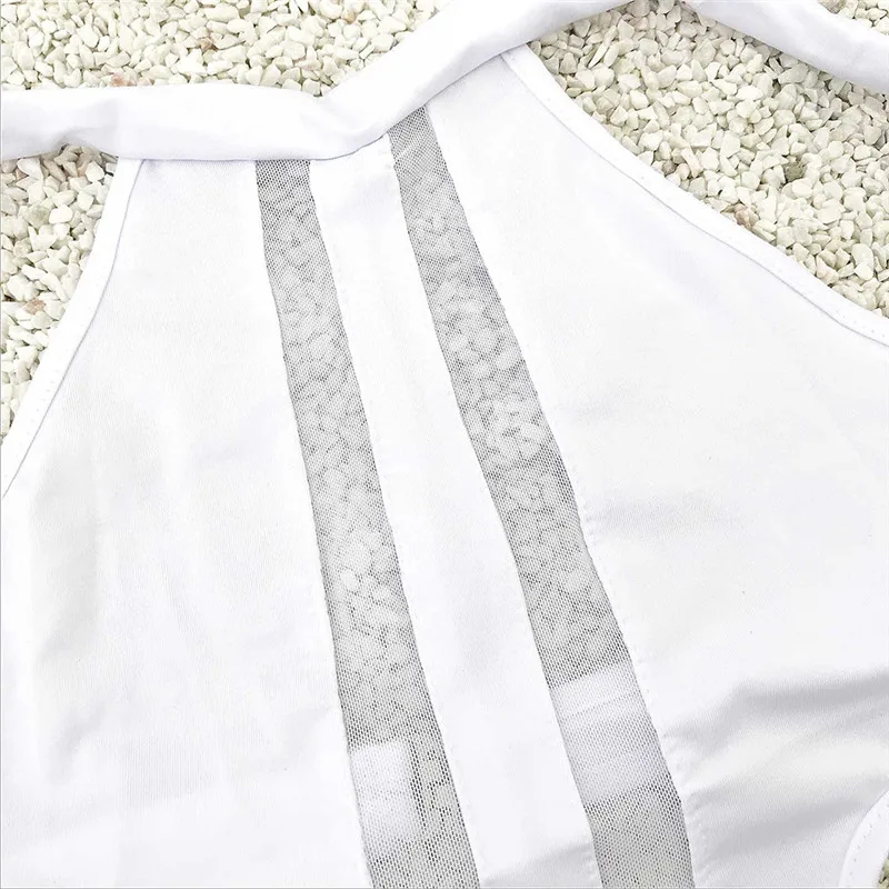 

Sexy Lace Body Sleeveless Women Backless Bodysuit Mesh See Through Rompers Solid Mesh Overalls For Women Feminino Hot S18