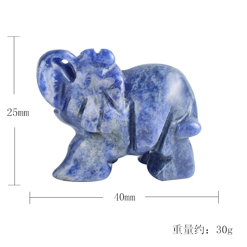 

Single Natural Gemstones Sodalite Elephant Figurine Carved Craft Mini Animals Statues for Kids Room Decoration Healing Crystals