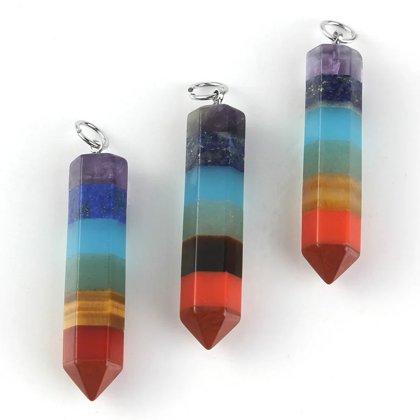 Уникальный 7 чакра камень исцеляющая палочка многослойный Кристалл Шестигранная