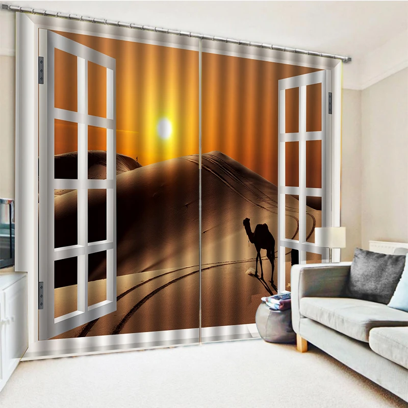 

Photo scenery Desert curtains 3D Curtains For Living Room office Bedroom windproof thickening blackout fabricb