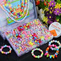 1box childrens beaded toy creative kids beads kit loose beads crafts diy bracelet necklace jewelry children toy gift