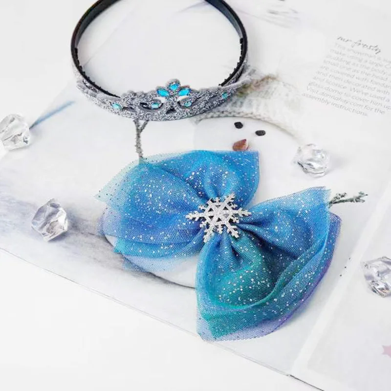Barrettes Set 13 MISM 1pc Blue Sequins Bow Scrunchy Snowflake Bobby Clips Starry Hair Clips Girls Rubber Bands Hair Accessories Christmas Gifts - Цвет: Barrettes Set 13