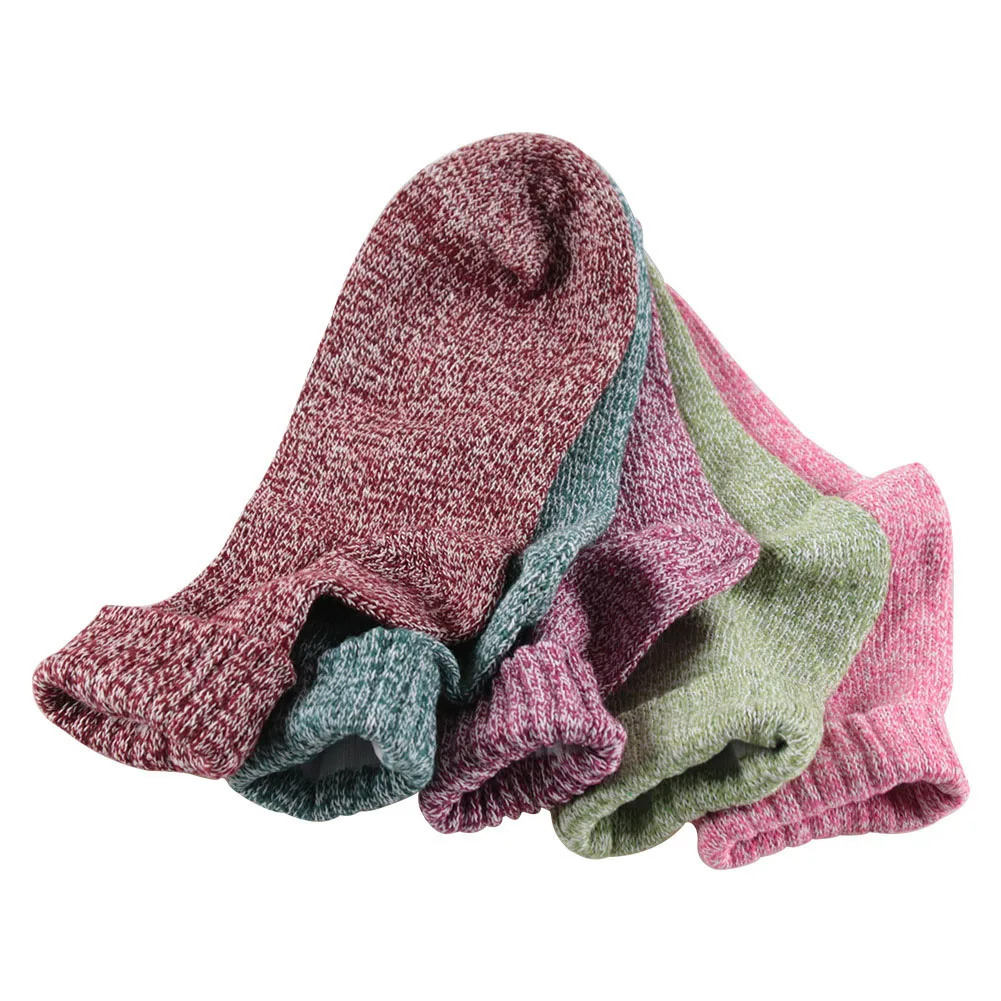 

5 Pairs Of Solid Color Wool Stockings Warm Wool Socks Casual Winter Stockings Women Stockings Soft Solid Color Men Long Socks#40