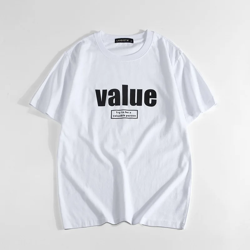 

Plus size Solid Cotton Women shirts Fashion Letter Ptinted Unisex Lover's T-shirts Short Sleeve Vintage Female Tops Clothing