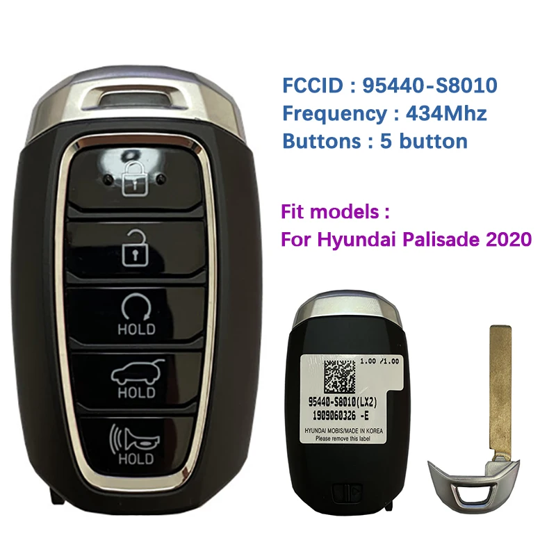 

CN020167 Original 5Buttons For Hyundai Palisade 2020 Smart Key Card 433MHz Part Number 95440-S8010