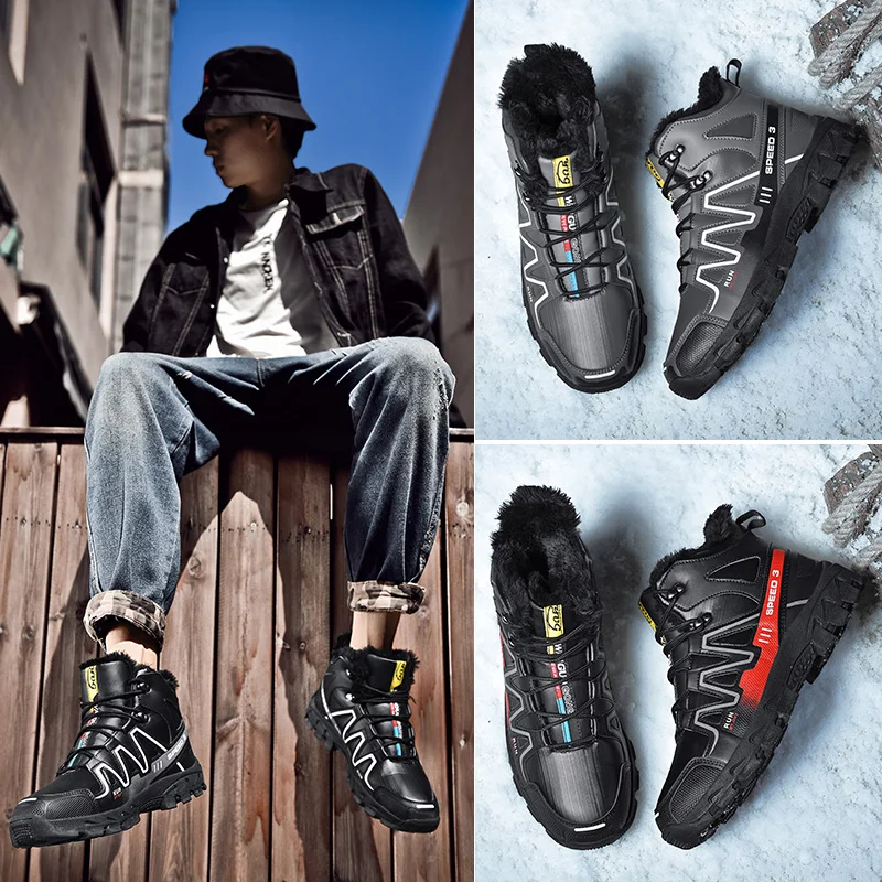 zsuo male winter casual cotton-padded shoes men's plus velvet warm boots ZS020m | Обувь