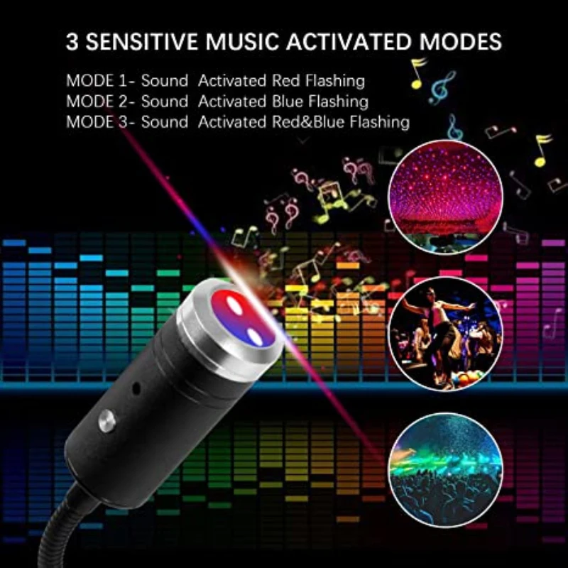 USB Star светильник звуковая активация 3 цвета 9 функциональных режимов