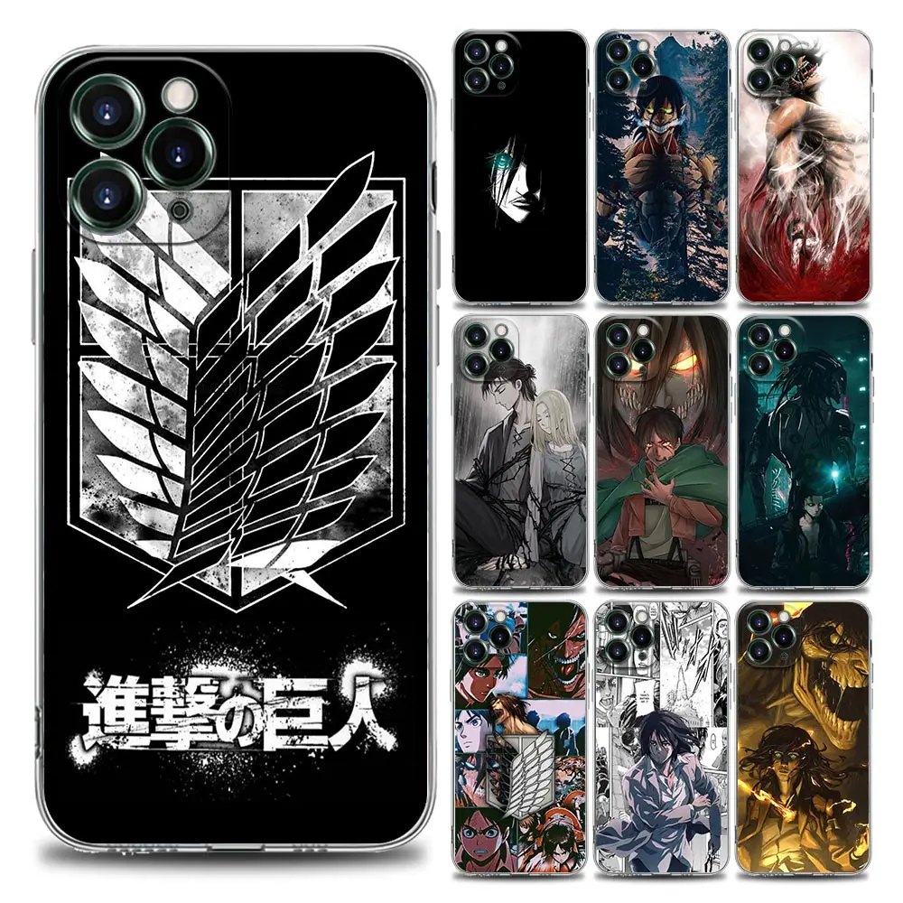 

Anime Attack on Titan Transparent Phone Case for iPhone 11 12 13 Pro Max 7 8 SE XR XS Max 5 5s 6 6s Plus Soft Silicon TPU