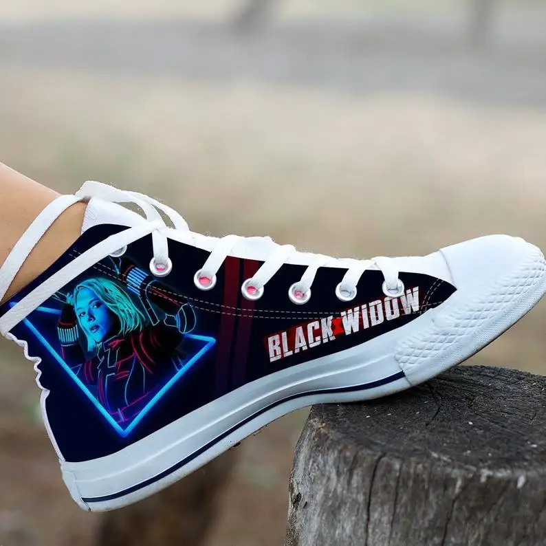 

Black Widow Hightop, Mens Womens Designer Leisure Sneakers Men Casual Canvas Shoes