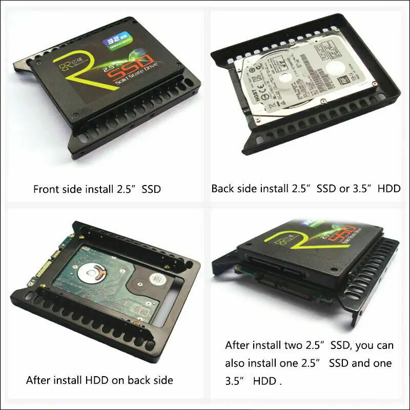 Двойной 2 5 &quotSSD SATA HDD к 3 5&quot крепление адаптер жесткого диска кронштейн с винтами
