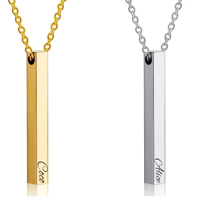 Ожерелье с вертикальной гравировкой имени и даты на заказ|Индивидуальные