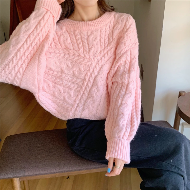 

batwing sleeve woman pink sweaters long sleeve knit top women mujer sueteres femme yellow sweater